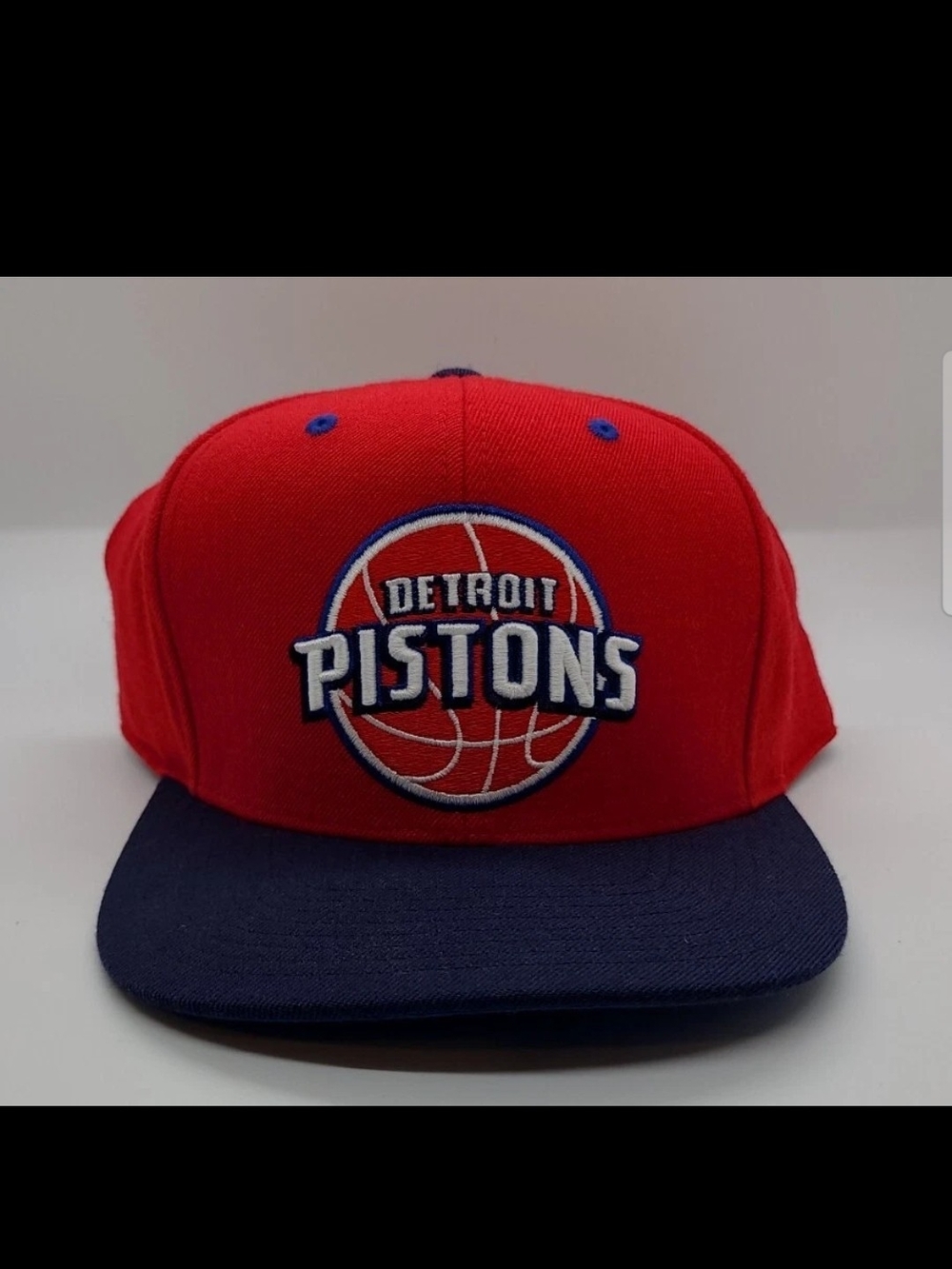 Detroit Pistons  Mitchell & Ness SnapBack Fitted Hat Blue And Red Size 7 7/8